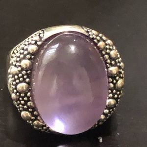 Michael Dawkins heavy sterling silver ring with amethyst colored stone...size 8